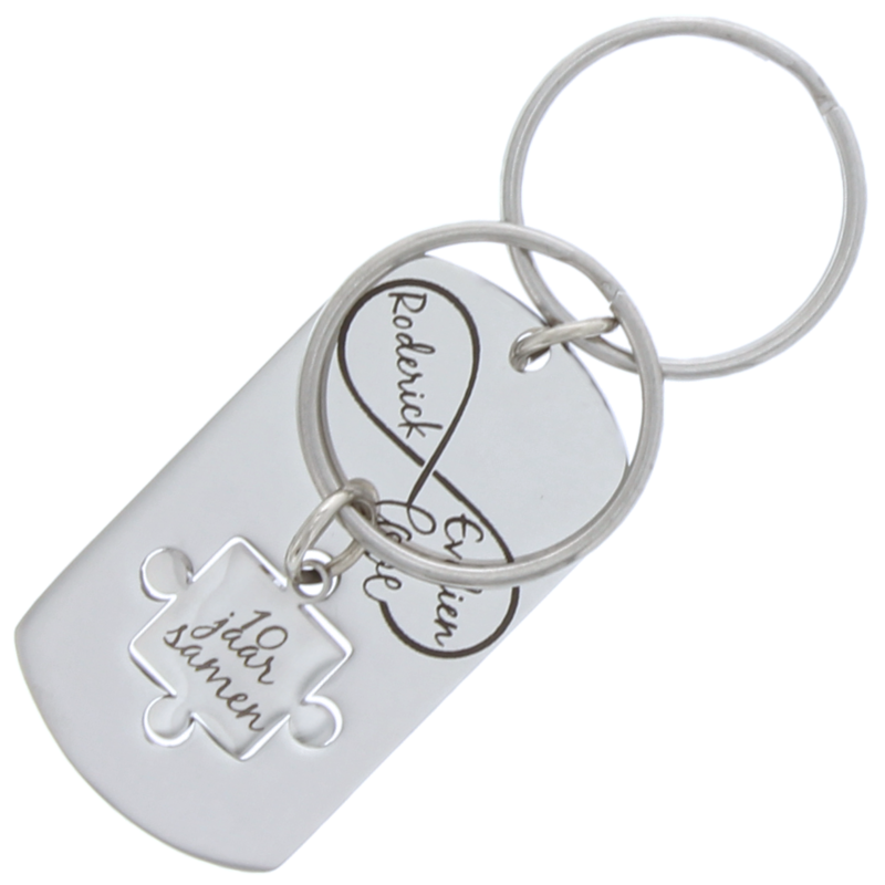 Sleutelhanger rvs dogtag puzzel cutout