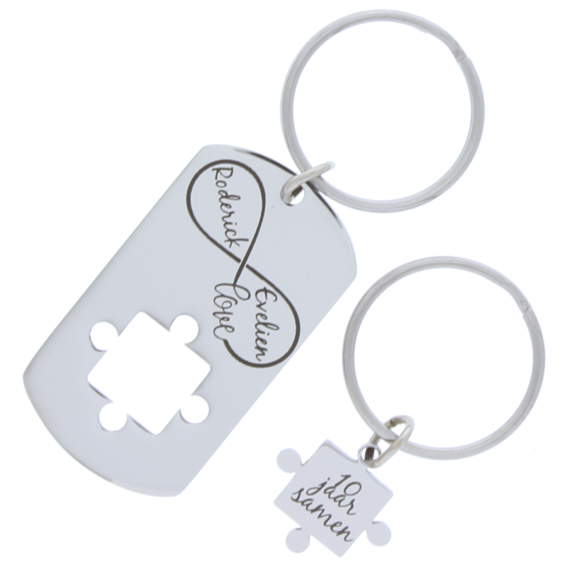 Sleutelhanger rvs dogtag puzzel cutout