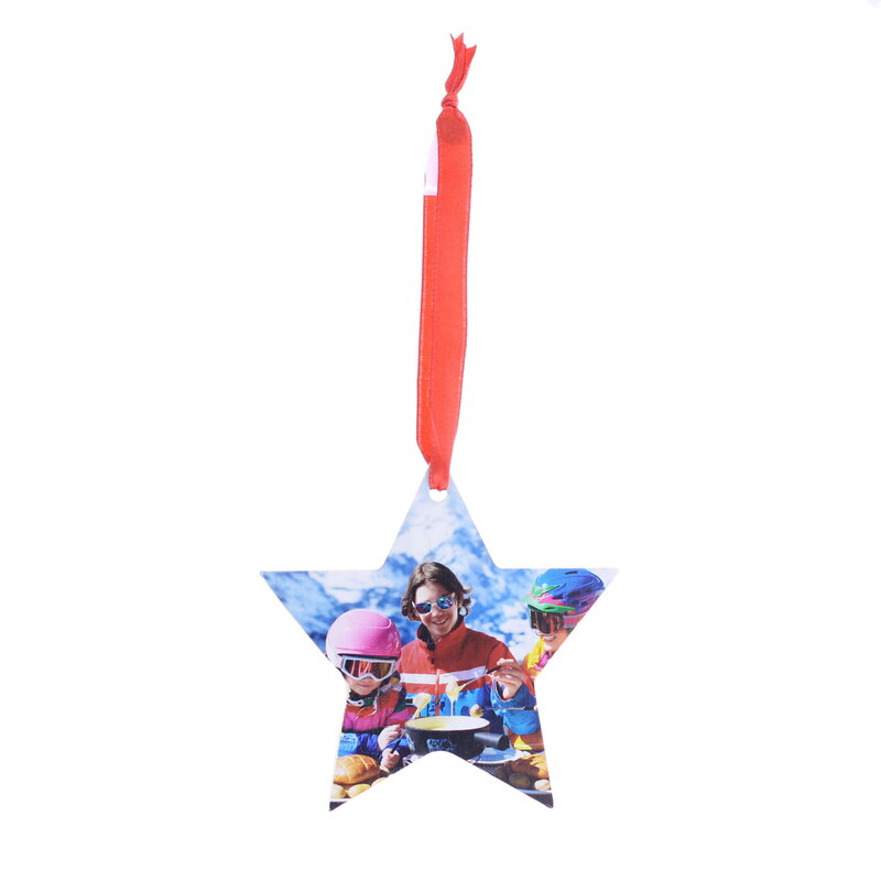 Houten kerstbal met foto ster