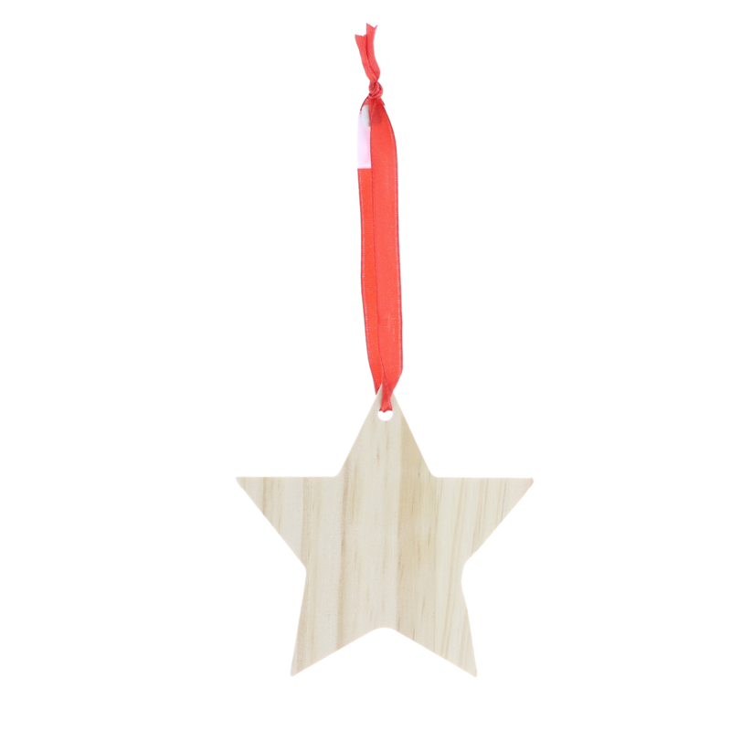 Houten kerstbal met foto ster