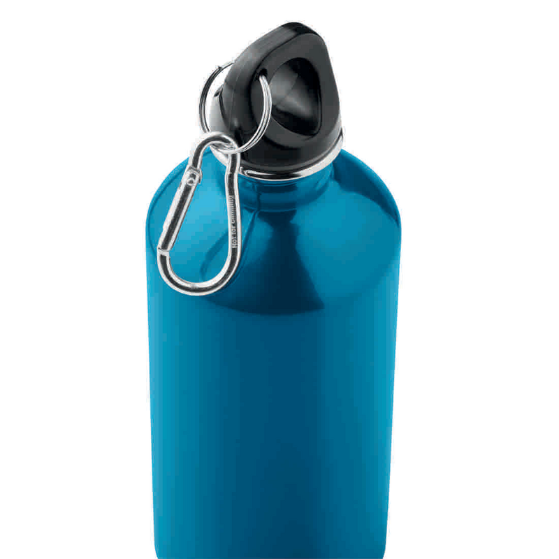 RVS drinkfles enkellaags met karabijnhaak 500ml turquoise