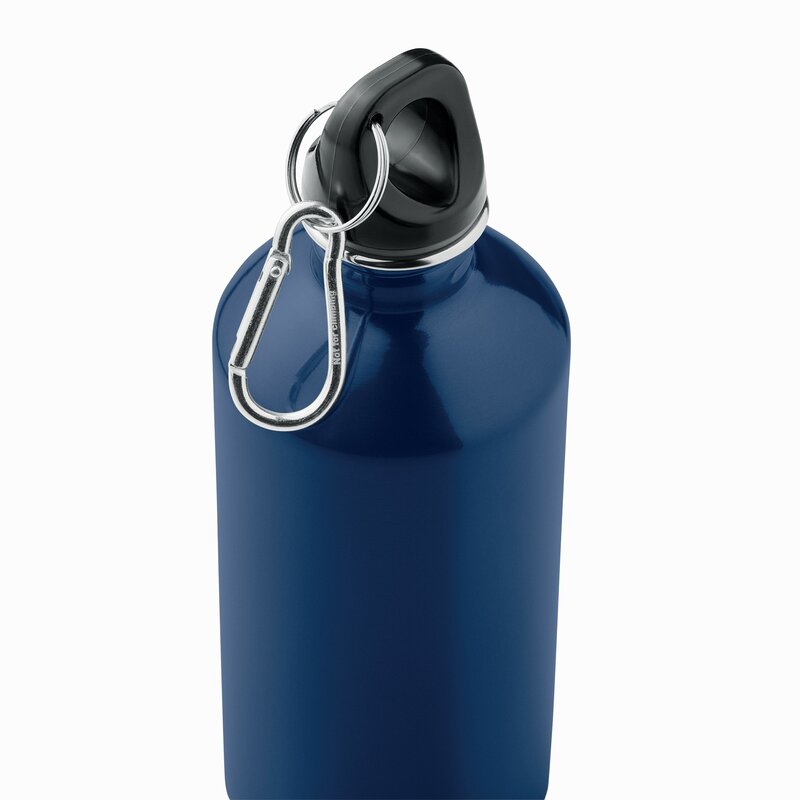 RVS drinkfles enkellaags met karabijnhaak 500ml marineblauw