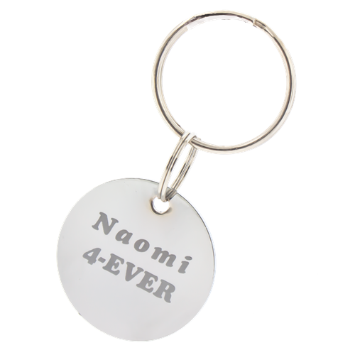 Sleutelhanger / ketting hanger rond 30mm chrome - Personaliseer je stijl en kies zelf je lettertype en eventuele illustraties - Gratis gravure