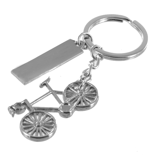 Sleutelhanger wielrenner / fiets - Gratis graveren met tekst naar keuze, kies uit meer dan 160 lettertypen en 2300 illustraties