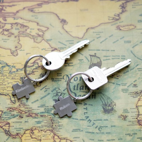 Sleutelhanger puzzelstuk set van 2 stuks