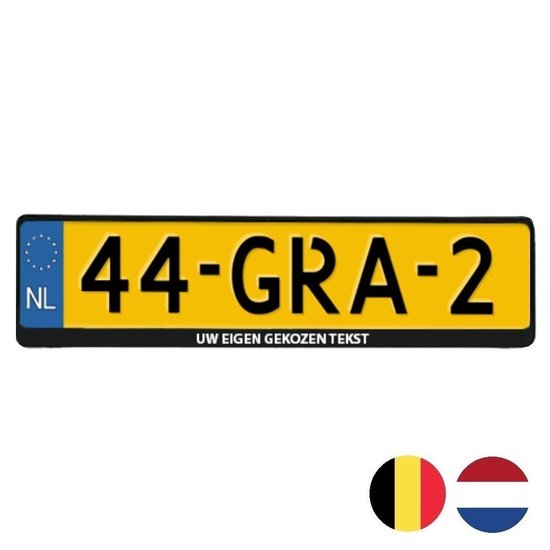Auto kentekenplaathouder met eigen tekst Nederland en België (ENKEL DE HOUDER!)