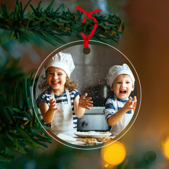 Plexiglas kerstbal met foto - We drukken jouw mooiste foto op onze kerstbal - Geleverd met gratis lintje