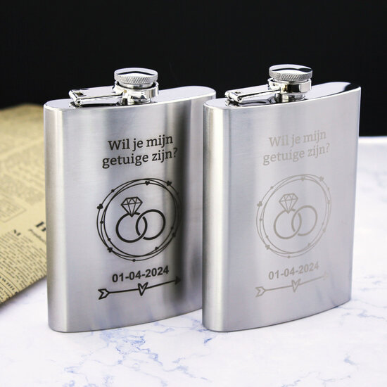 RVS zakfles / heupfles 240ml - Gratis gepersonaliseerd met keuze